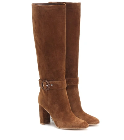 Shop Gianvito Rossi Suede Knee-high Boots In Brown