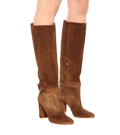 Shop Gianvito Rossi Suede Knee-high Boots In Brown