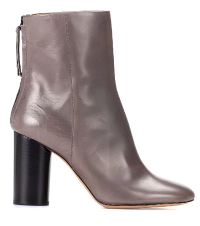 Shop Isabel Marant Garett Leather Ankle Boots In Grey