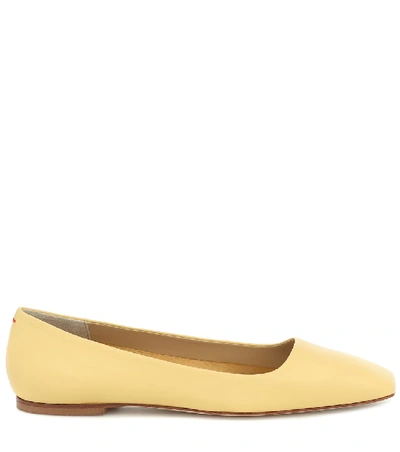 Shop Aeyde Gina Leather Ballet Flats In Yellow