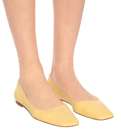 Shop Aeyde Gina Leather Ballet Flats In Yellow