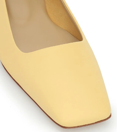 Shop Aeyde Gina Leather Ballet Flats In Yellow
