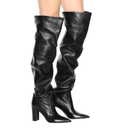 Shop Gianvito Rossi Morgan Leather Over-the-knee Boots In Black