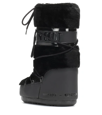 Shop Moon Boot Icon Faux Fur-trimmed Snow Boots In Black