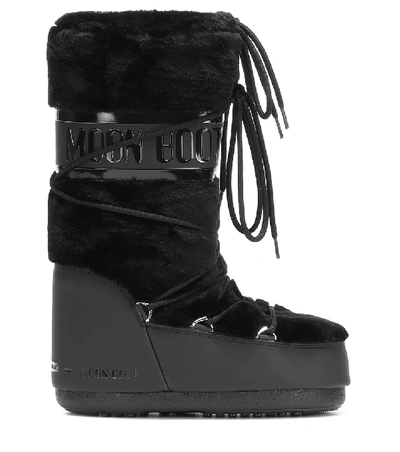 Shop Moon Boot Icon Faux Fur-trimmed Snow Boots In Black
