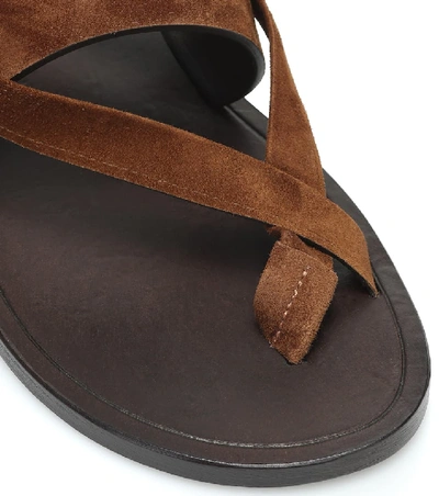 Shop Saint Laurent Culver Suede Sandals In Brown