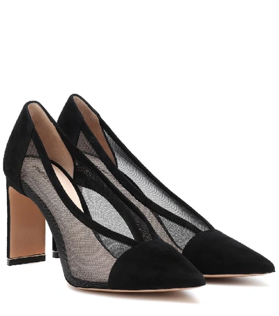 Shop Nicholas Kirkwood Yasmin Mesh And Suede Pumps In Black