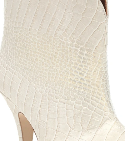 Shop Paris Texas Croc-effect Leather Ankle Boots In White