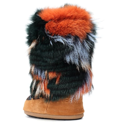 Shop Yves Salomon X Moon Boot® Fur Ankle Boots In Multicoloured