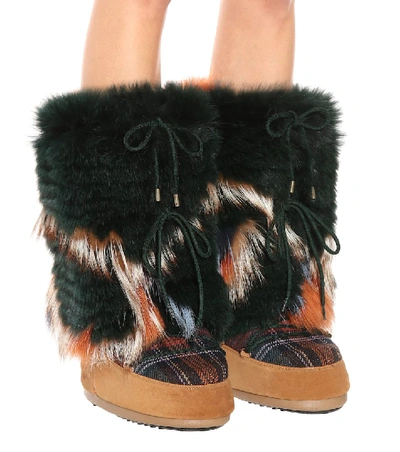 Shop Yves Salomon X Moon Boot® Fur Ankle Boots In Multicoloured
