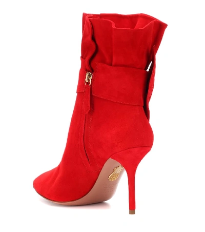 Shop Aquazzura Palace 85 Suede Ankle Boots In Red