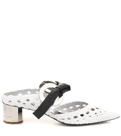 Shop Proenza Schouler Woven Leather Mules In White