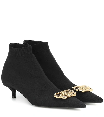 Shop Balenciaga Bb Knife Stretch-knit Ankle Boots In Black