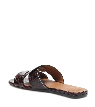 Shop Chloé Candice Croc-effect Leather Slides In Red