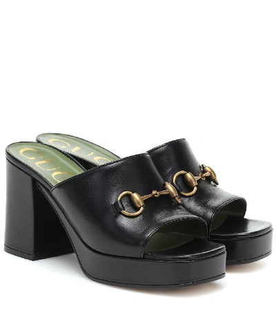 Shop Gucci Horsebit Leather Sandals In Black