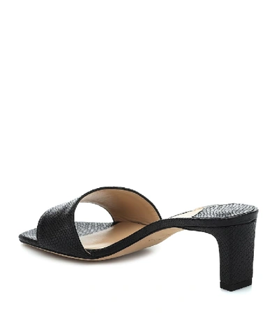 Shop Jimmy Choo X Kaia K-slide Embossed Leather Sandals In Black