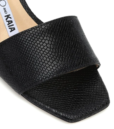 Shop Jimmy Choo X Kaia K-slide Embossed Leather Sandals In Black