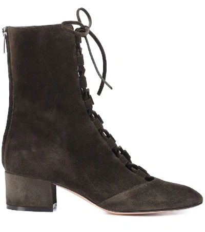 Shop Gianvito Rossi Delia Suede Ankle Boots In Brown