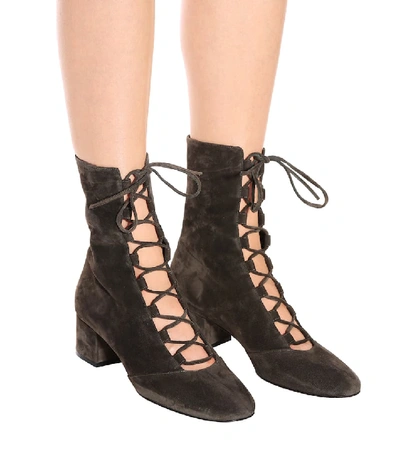 Shop Gianvito Rossi Delia Suede Ankle Boots In Brown