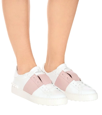 Shop Valentino Open Leather Sneakers