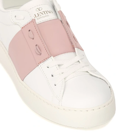 Shop Valentino Open Leather Sneakers