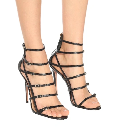 Shop Aquazzura Super Model 105 Leather Sandals In Black