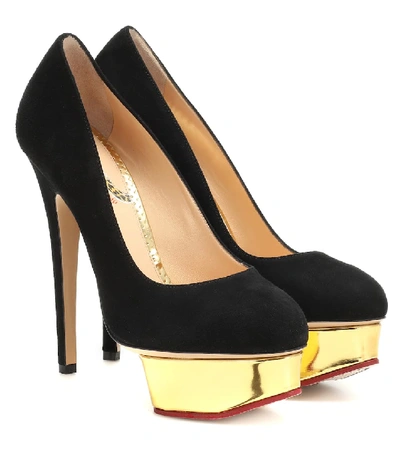 Shop Charlotte Olympia Dolly Suede Plateau Pumps In Black