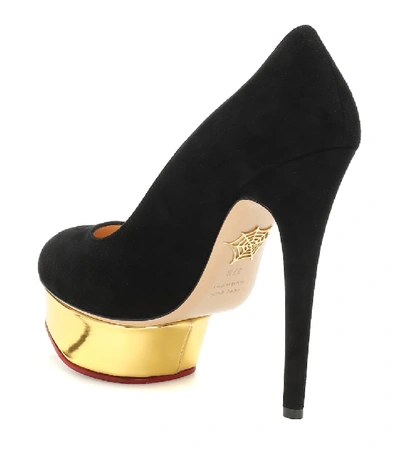 Shop Charlotte Olympia Dolly Suede Plateau Pumps In Black