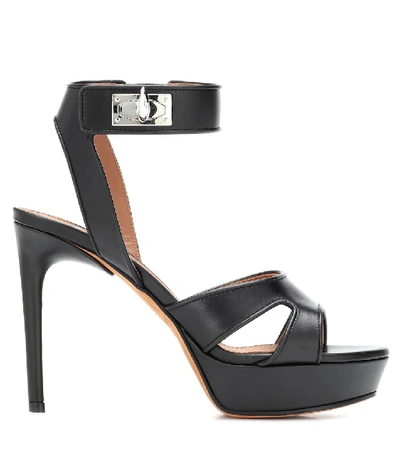 Shop Givenchy Shark Leather Plateau Sandals In Black