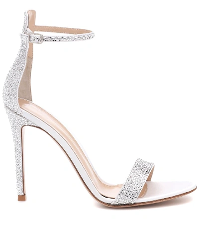Shop Gianvito Rossi Glam 105 Embellished Satin Sandals In White