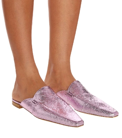 Shop Sies Marjan Lia Metallic Slippers In Pink