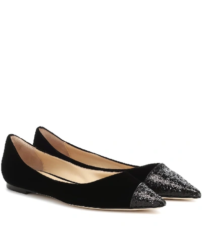 Shop Jimmy Choo Love Embellished Ballet Flats In Black