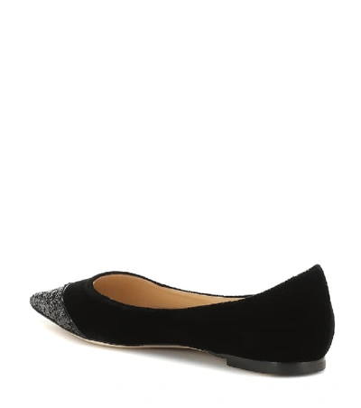 Shop Jimmy Choo Love Embellished Ballet Flats In Black