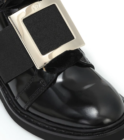 Shop Roger Vivier Viv' Rangers Leather Ankle Boots In Black