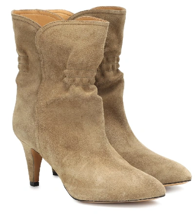 Shop Isabel Marant Dedie Suede Ankle Boots In Beige