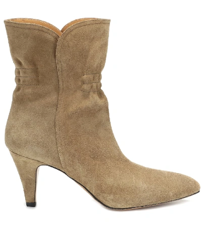 Shop Isabel Marant Dedie Suede Ankle Boots In Beige