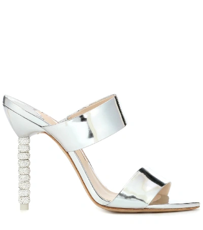 Shop Sophia Webster Rosalind Embellished Leather Mules In Silver