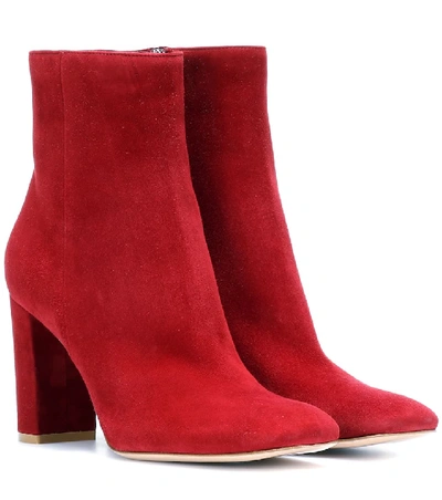 Shop Gianvito Rossi Trish Suede Ankle Boots In Red
