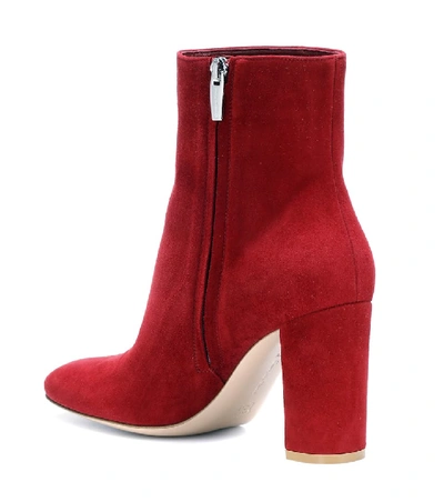 Shop Gianvito Rossi Trish Suede Ankle Boots In Red