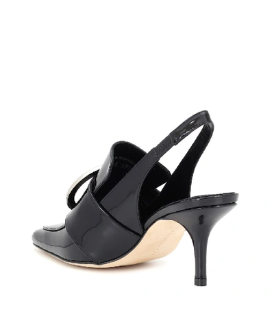 Shop Dorateymur Eagle Patent Leather Slingback Pumps In Black