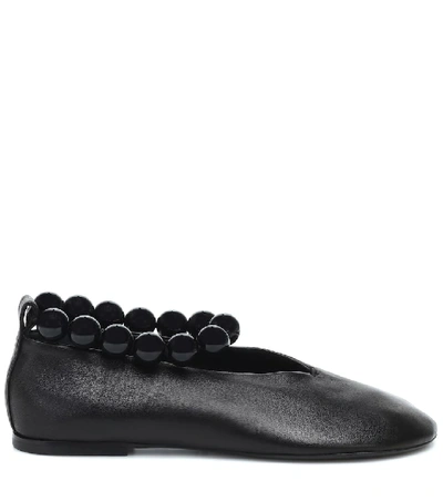 Shop Jil Sander Glove Leather Ballet Flats In Black