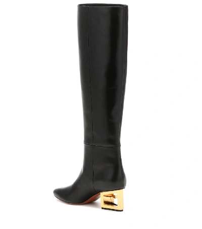 Shop Givenchy Triangle Leather Over-the-knee Boots In Black