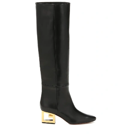 Shop Givenchy Triangle Leather Over-the-knee Boots In Black