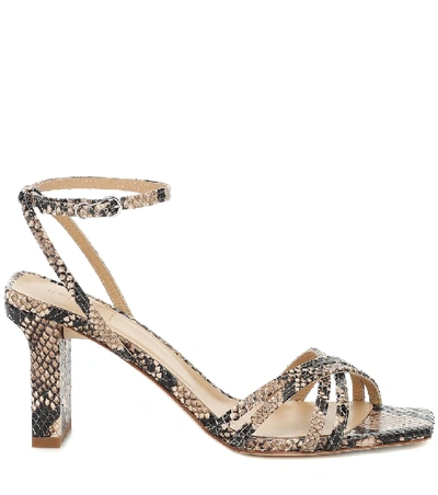 Shop Aeyde Annabella Embossed Leather Sandals In Brown