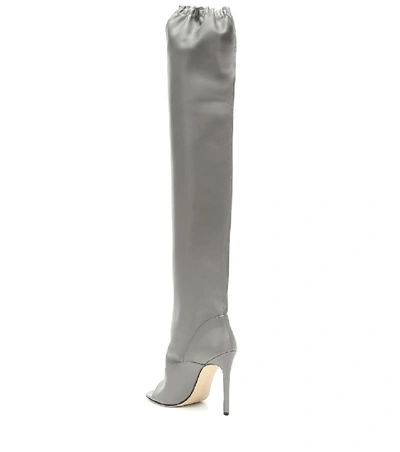 Shop Victoria Beckham Midnight Leather Over-the-knee Boots In Grey