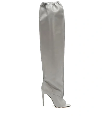 Shop Victoria Beckham Midnight Leather Over-the-knee Boots In Grey