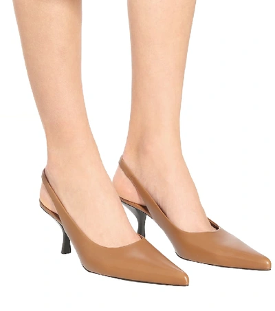 Shop The Row Bourgeoisie Leather Slingback Pumps In Brown