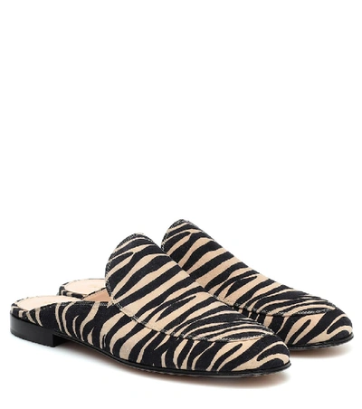 Shop Gianvito Rossi Palau Zebra-print Suede Mules In Beige