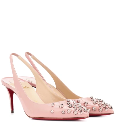 Shop Christian Louboutin Drama Sling 70 Patent Leather Pumps In Pink