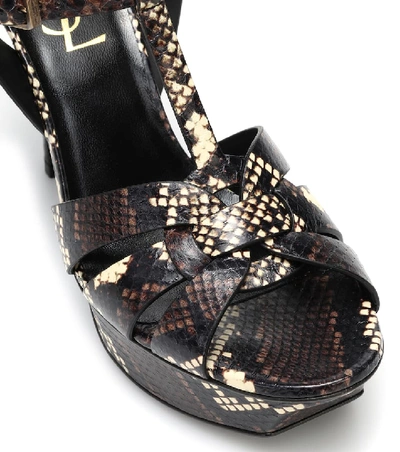 Shop Saint Laurent Tribute 75 Snakeskin Platform Sandals In Multicoloured